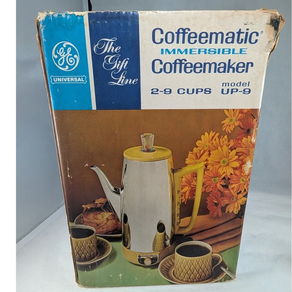 Vtg GE Coffeematic Immersible Coffeemaker Percolator Harvest Gold The Gift Line